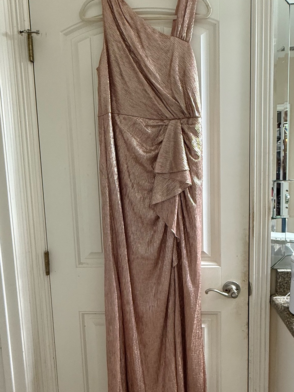 Adrianna Papell Rose Gold One-Shoulder Dress
